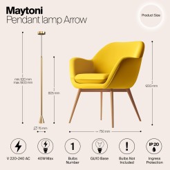 MAYTONI Lampa wisząca Arrow 10W GU10 P064PL-01G