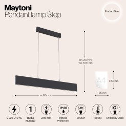MAYTONI Lampa wisząca Step 23W LED 800lm 3000K 80 CRI  P010PL-L23B