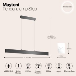 MAYTONI Lampa wisząca Step 30W LED 900lm 3000K 80 CRI  P010PL-L30B