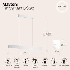 MAYTONI Lampa wisząca Step 23W LED 1500lm 3000K 80 CRI  P010PL-L23W
