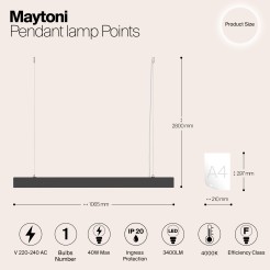 MAYTONI Lampa wisząca Points 40W LED 3400lm 4000K 90 CRI  P050PL-L40B4K