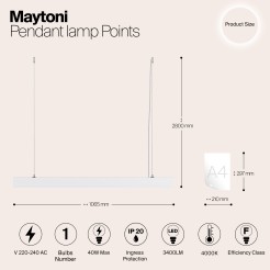 MAYTONI Lampa wisząca Points 40W LED 3400lm 4000K 90 CRI  P050PL-L40W4K