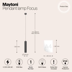 MAYTONI Lampa wisząca Focus 10W GU10 P075PL-01B