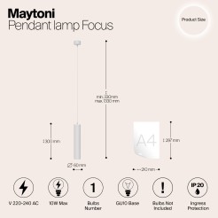 MAYTONI Lampa wisząca Focus 10W GU10 P075PL-01W
