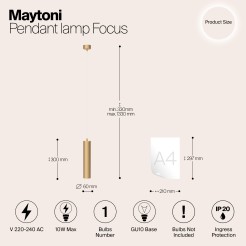 MAYTONI Lampa wisząca Focus 10W GU10 P075PL-01MG