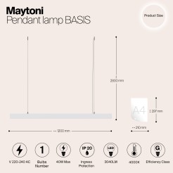 MAYTONI Lampa wisząca BASIS 40W LED 3040lm 4000K 90 CRI  P051PL-L40W4K