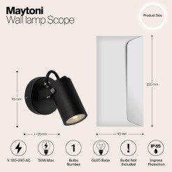 MAYTONI Lampa ścienna (kinkiet) Scope 50W GU10 O025WL-01B