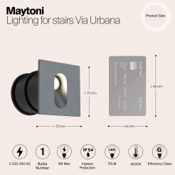 MAYTONI Kinkiet Oświetlenie schodów Via Urbana 3W LED 70lm 4000K 80 CRI  O022-L3GR