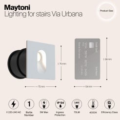 MAYTONI Kinkiet Oświetlenie schodów Via Urbana 3W LED 70lm 4000K 80 CRI  O022-L3W