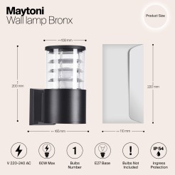 MAYTONI Lampa ścienna (kinkiet) Bronx 60W E27 O576WL-01B