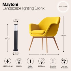MAYTONI Słupek oświetleniowy Bronx 60W E27 O576FL-01B