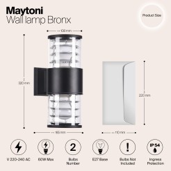MAYTONI Lampa ścienna (kinkiet) Bronx 60W E27 O576WL-02B