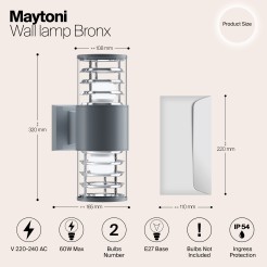 MAYTONI Lampa ścienna (kinkiet) Bronx 60W E27 O576WL-02GR