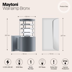 MAYTONI Lampa ścienna (kinkiet) Bronx 60W E27 O576WL-01GR