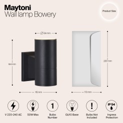 MAYTONI Lampa ścienna (kinkiet) Bowery 50W GU10 O574WL-01B