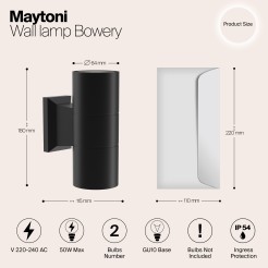 MAYTONI Lampa ścienna (kinkiet) Bowery 50W GU10 O574WL-02B