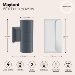 MAYTONI Lampa ścienna (kinkiet) Bowery 50W GU10 O574WL-02GR