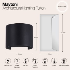 MAYTONI Oświetlenie architektoniczne Fulton 6W LED 400lm 3000K 80 CRI  O573WL-L6B