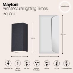 MAYTONI Oświetlenie architektoniczne Times Square 6W LED 480lm 3000K 80 CRI  O581WL-L6B