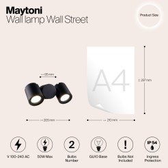 MAYTONI Lampa ścienna (kinkiet) Wall Street 50W GU10 O010WL-02B