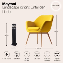 MAYTONI Słupek oświetleniowy Unter den Linden 60W E27 O578FL-01B