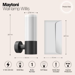 MAYTONI Lampa ścienna (kinkiet) Willis 60W E27 O418WL-01B