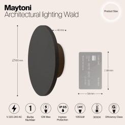 MAYTONI Oświetlenie architektoniczne Wald 12W LED 1050lm 3000K 80 CRI  O420WL-L12GF