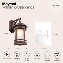 MAYTONI Lampa ścienna (kinkiet) Salamanca 60W E27 O031WL-01BR