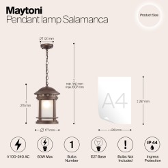 MAYTONI Lampa wisząca Salamanca 60W E27 O031PL-01BR