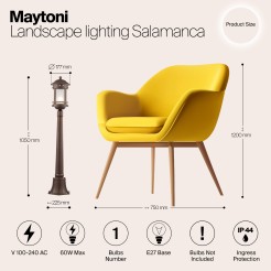 MAYTONI Słupek oświetleniowy Salamanca 60W E27 O031FL-01BR