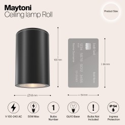 MAYTONI Spot reflektor sufitowy 1punktowy Natynkowy Roll 50W GU10 O307CL-01B