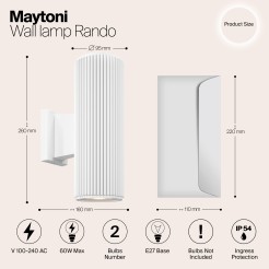 MAYTONI Lampa ścienna (kinkiet) Rando 60W E27 O419WL-02W