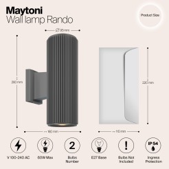 MAYTONI Lampa ścienna (kinkiet) Rando 60W E27 O419WL-02GR