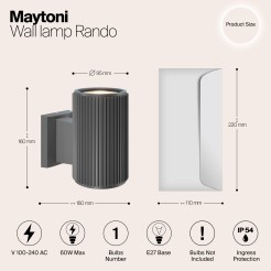 MAYTONI Lampa ścienna (kinkiet) Rando 60W E27 O419WL-01GR