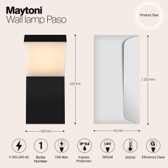 MAYTONI Lampa ścienna (kinkiet) Paso 12W LED 865lm 3000K 83 CRI  O595WL-L12B3K