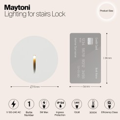 MAYTONI Kinkiet Oświetlenie schodów Lock 3W LED 10lm 3000K 80 CRI  O014SL-L3W3K