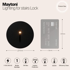 MAYTONI Kinkiet Oświetlenie schodów Lock 3W LED 10lm 3000K 80 CRI  O014SL-L3B3K
