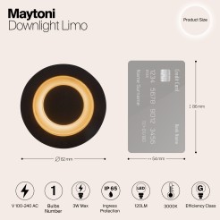 MAYTONI Lampa wbudowana Limo 3W LED 120lm 3000K 80 CRI  O037-L3B3K