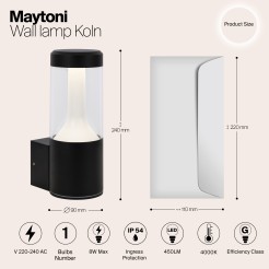 MAYTONI Lampa ścienna (kinkiet) Koln 8W LED 450lm 4000K 80 CRI  O590WL-L8B4K