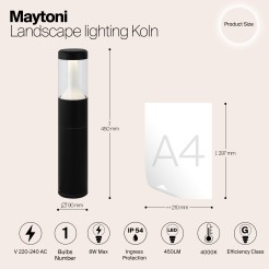 MAYTONI Słupek oświetleniowy Koln 8W LED 450lm 4000K 80 CRI  O590FL-L8B4K