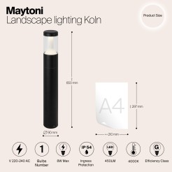 MAYTONI Słupek oświetleniowy Koln 8W LED 450lm 4000K 80 CRI  O590FL-L8B4K1