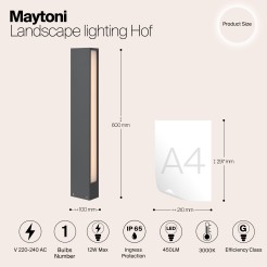 MAYTONI Słupek oświetleniowy Hof 12W LED 450lm 3000K 80 CRI  O422FL-L12GF