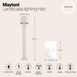 MAYTONI Słupek oświetleniowy Harz 5W LED 400lm 3000K 80 CRI  O421FL-L5W