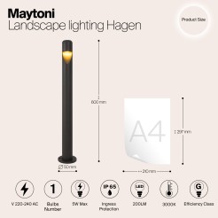 MAYTONI Słupek oświetleniowy Hagen 5W LED 200lm 3000K 80 CRI  O423FL-L5GF