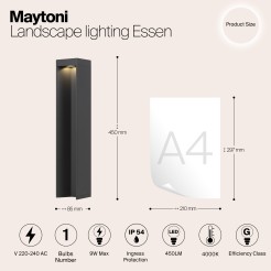 MAYTONI Słupek oświetleniowy Essen 9W LED 450lm 4000K 80 CRI  O596FL-L9GR4K
