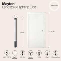 MAYTONI Słupek oświetleniowy Elbe 20W LED 1100lm 3000K 80 CRI  O424FL-L20GF