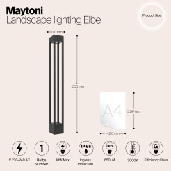 MAYTONI Słupek oświetleniowy Elbe 10W LED 650lm 3000K 80 CRI  O424FL-L10GF