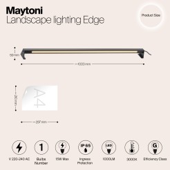MAYTONI Słupek oświetleniowy Edge 15W LED 1000lm 3000K 80 CRI  O415FL-L15B3K