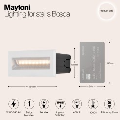 MAYTONI Kinkiet Oświetlenie schodów Bosca 5W LED 400lm 3000K 80 CRI  O045SL-L5W3K