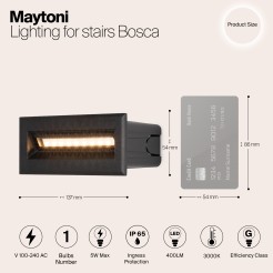 MAYTONI Kinkiet Oświetlenie schodów Bosca 5W LED 400lm 3000K 80 CRI  O045SL-L5B3K